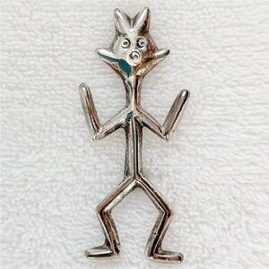 Vintage MCM Stick Figure Brooch Abstract Modernist Silver Tone Dancing Man